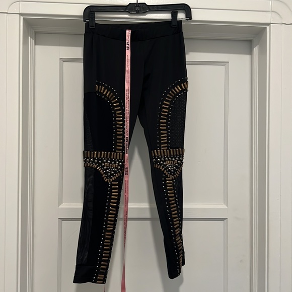 Celeb Boutique BLACK MESH & GOLD EMBELLISHED LEGGINGS - Picture 7 of 8